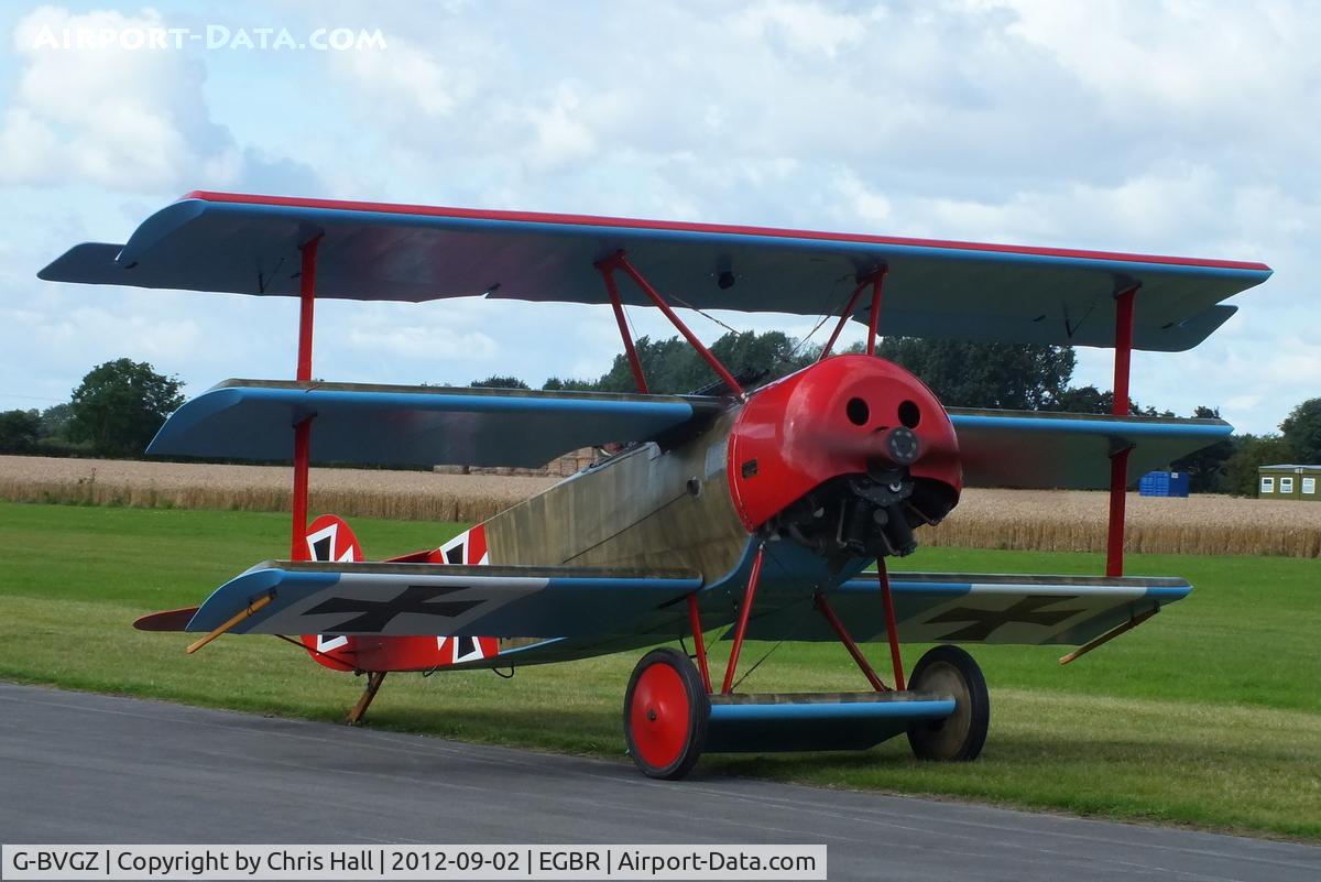 G-BVGZ, 1994 Fokker Dr.1 Triplane Replica C/N PFA 238-12654, At the Real Aeroplane Club's Wings & Wheels fly-in, Breighton