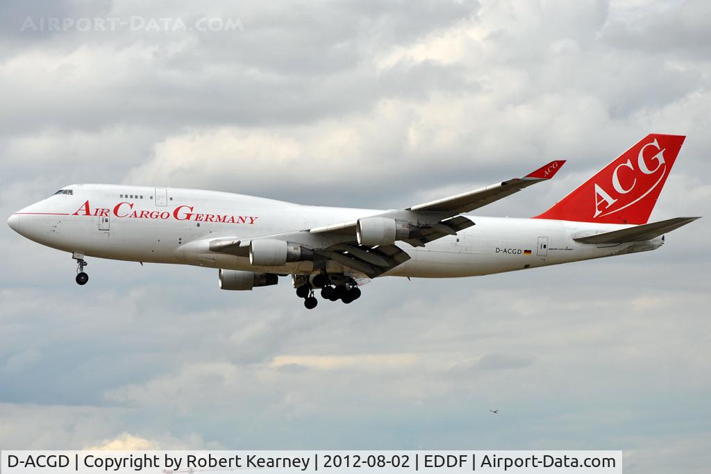 D-ACGD, 1989 Boeing 747-412/BCF C/N 24061, On finals for r/w 25L