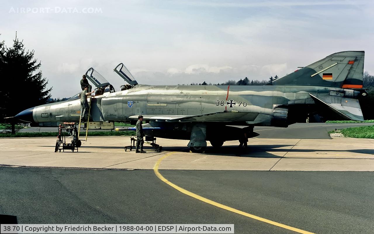 38 70, 1972 McDonnell Douglas F-4F Phantom II C/N 4788, flightline at Fliegerhorst Pferdsfeld