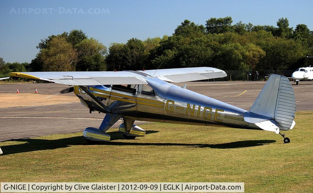 G-NIGE, 1946 Luscombe 8E Silvaire C/N 3525, Ex: NC72098 > N72098 > G-BSHG > G-NIGE - Originally in private hands in May 1990 as G-BSHG and currently with, Gardan Party Ltd since October 1996 as G-NIGE.