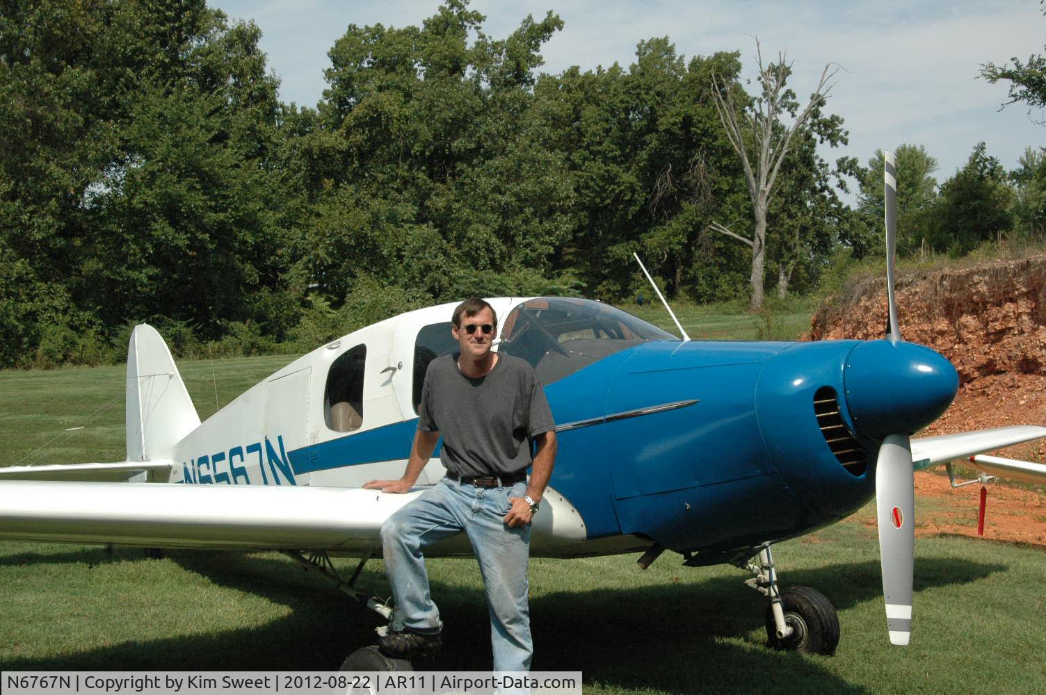 N6767N, 1968 Mooney M-20G Statesman C/N 680089, Kim Sweet with his and his partners  Tim Searatt's new to them Bellanca 14-19 in front of hanger @ AR11 1500ft grass strip