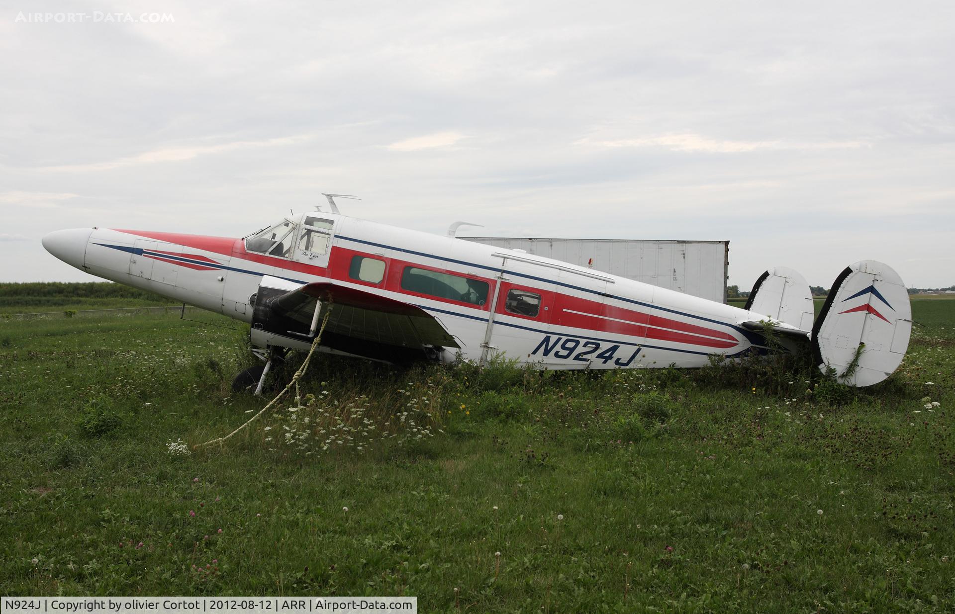 N924J, 1956 Beech E18S C/N BA-163, now in the air classics museum's backyard