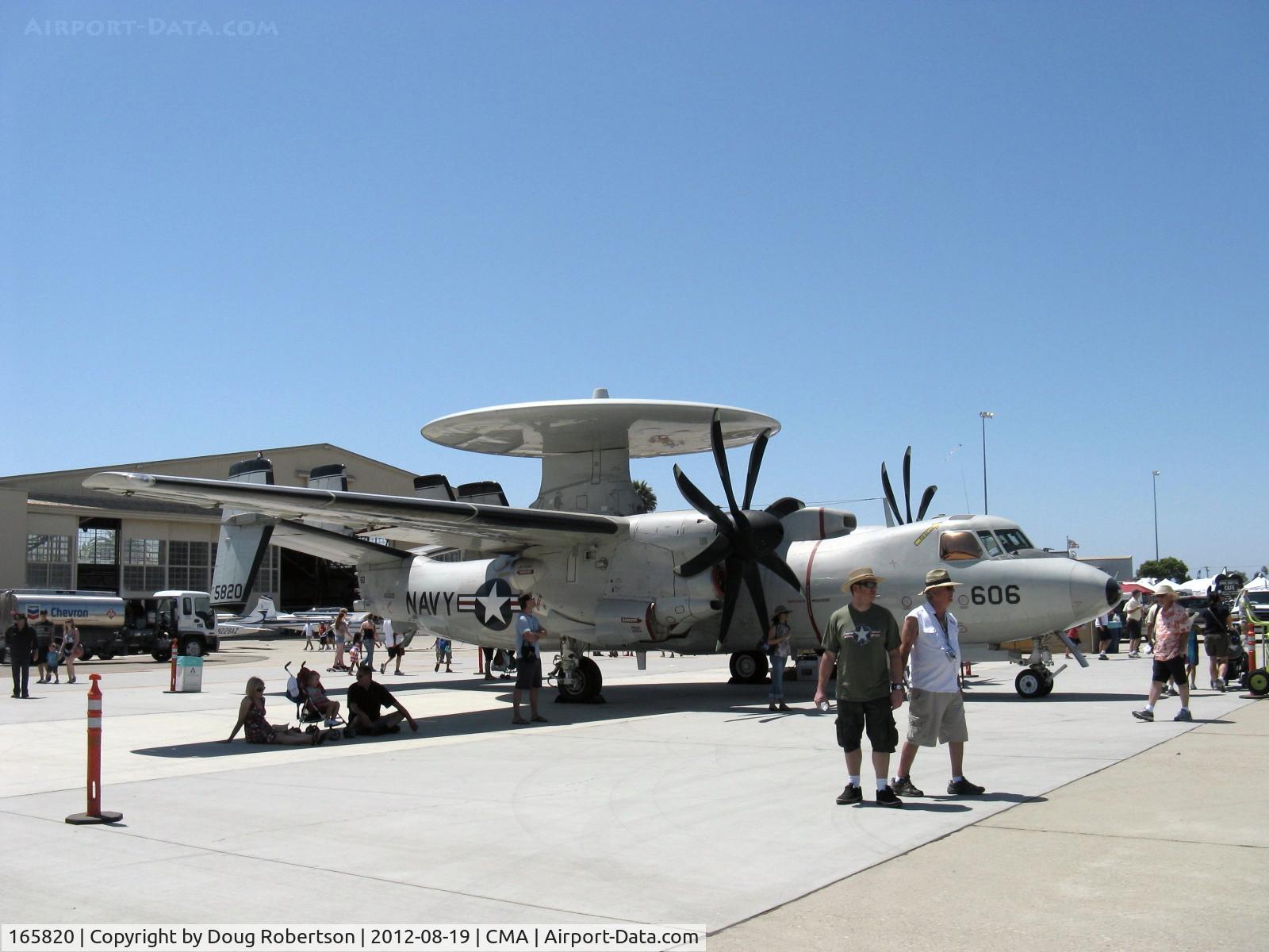 165820, Northrop Grumman E-2C Hawkeye C/N A191, Northrop-Grumman E2C HAWKEYE, two Rolls Royce (Allison) T56-A-425/427 Turboprops 5,100 ehp each, 8-blade scimitar props, based at nearby NTD