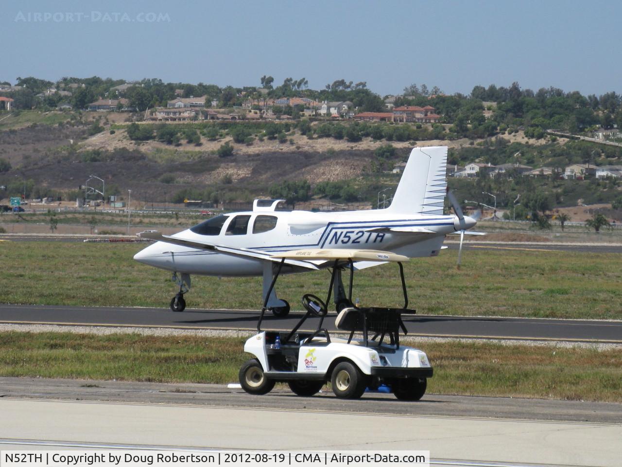 N52TH, 1999 Cirrus VK-30 C/N 143, 1999 Hastings Cirrus Design VK-30, Continental IO-550 300 Hp pusher, 3-blade prop. Cirrus Design sold 34 VK-30 kits, this is first completed after 9 year build, 10 are flying. Taxi to 26