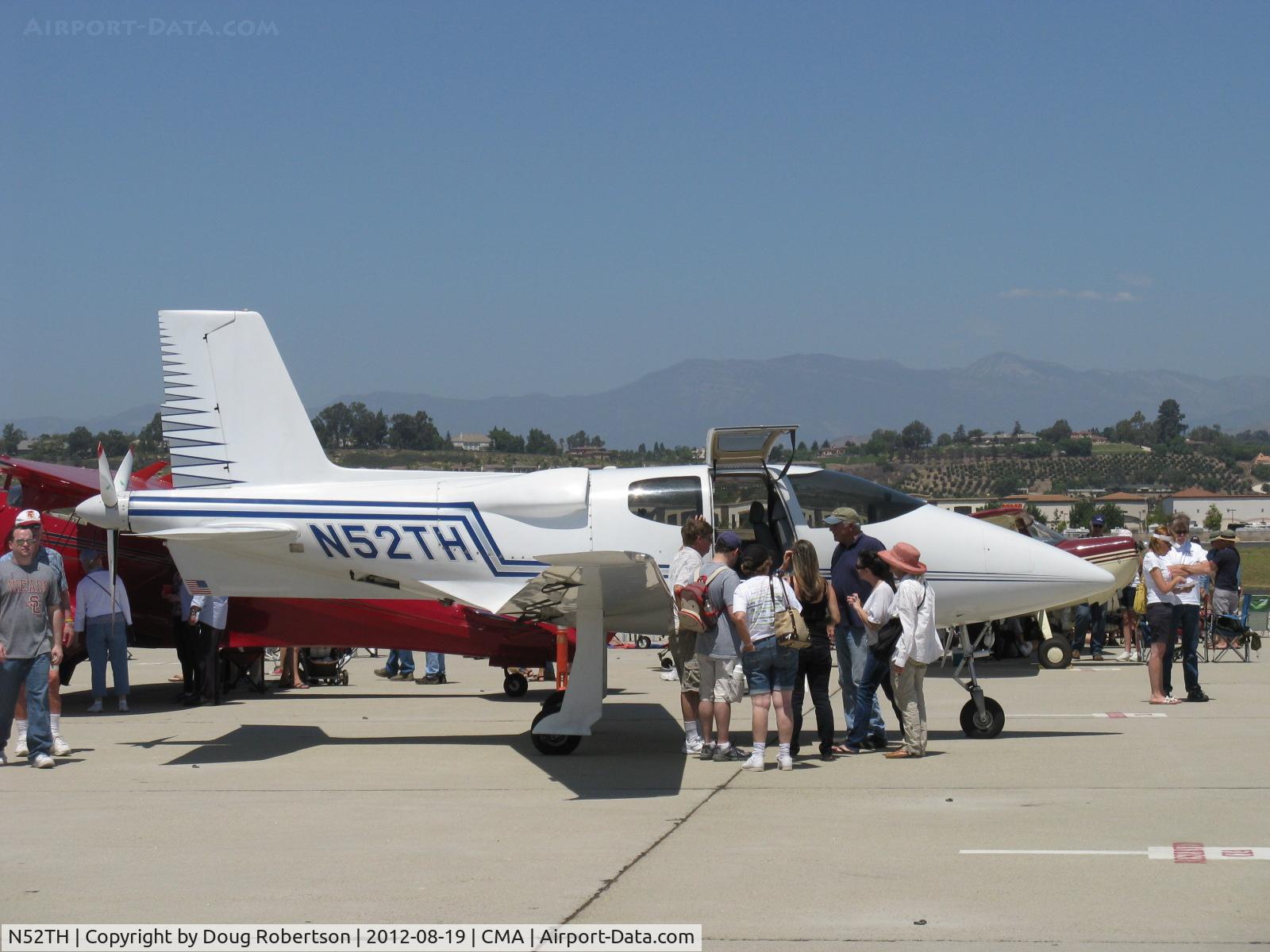 N52TH, 1999 Cirrus VK-30 C/N 143, 1999 Hastings Cirrus Design VK-30, Continental IO-550 300 Hp pusher, Cirrus Design sold 34 VK-30 kits, this is first completed after 9 year build, 10 are flying. Always a crowd pleaser. See N52TH aloft in DVD 'One Six Right'.
