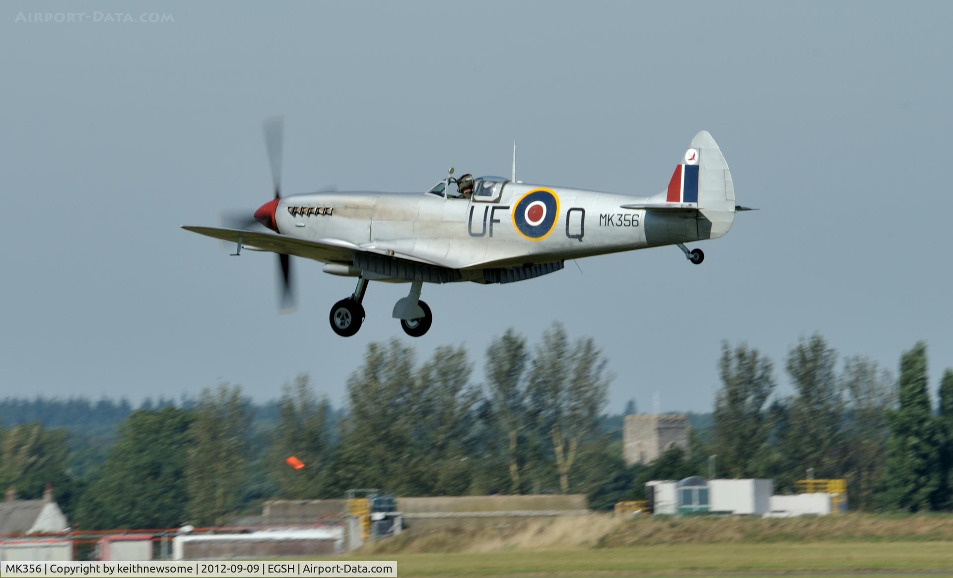 MK356, 1944 Supermarine 361 Spitfire LF.IXc C/N CBAF.IX.1561, Landing at Norwich during Battle of Britain week.
