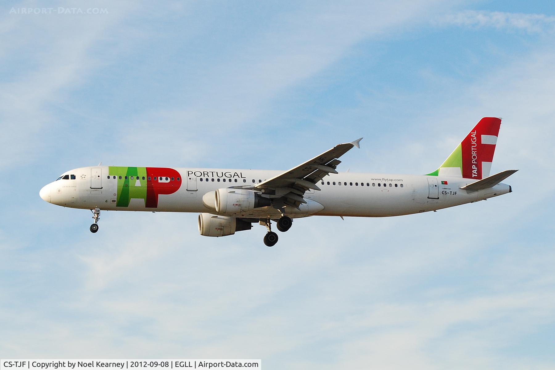 CS-TJF, 2000 Airbus A321-211 C/N 1399, Photographed landing 27R at Heathrow Apt.