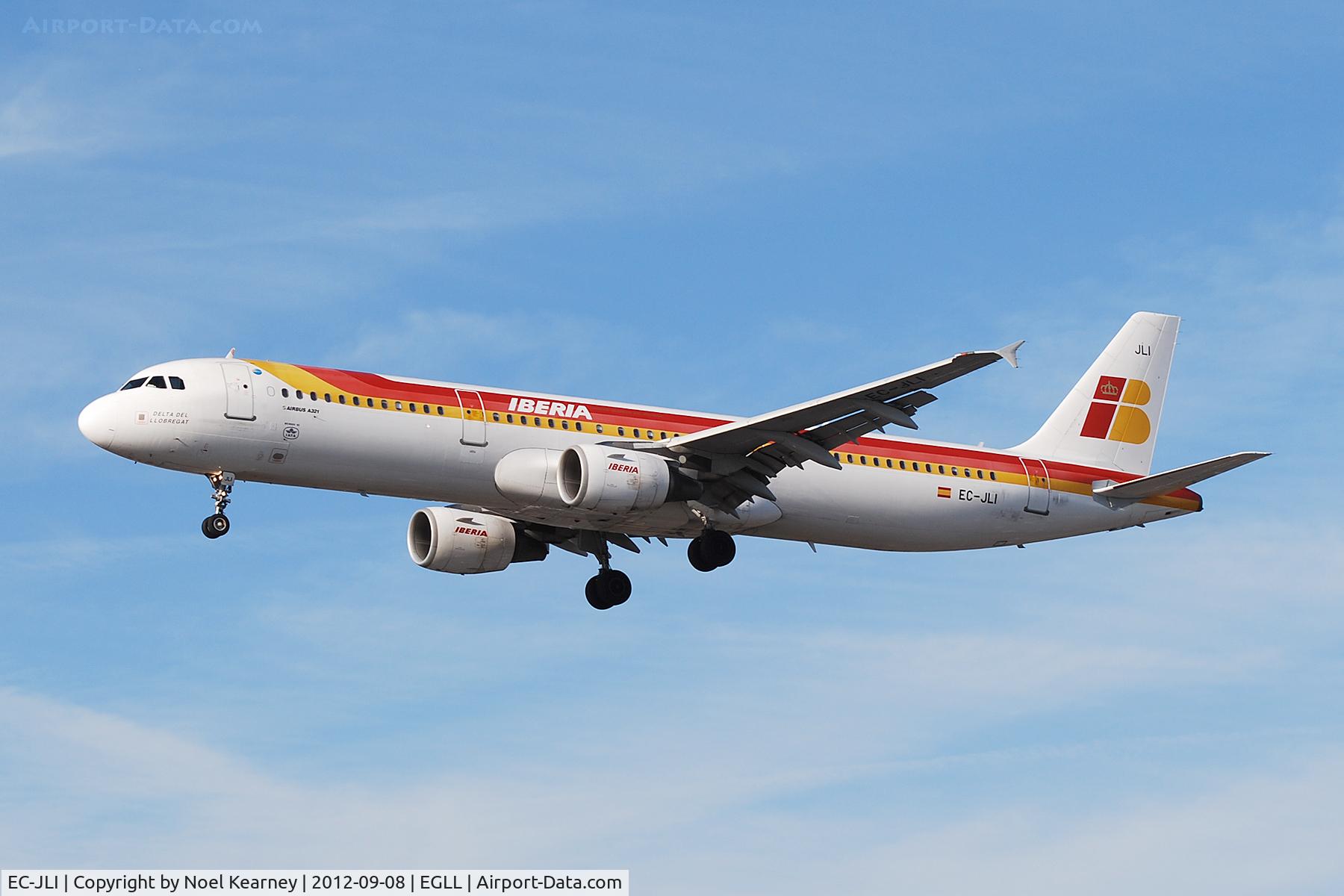 EC-JLI, 2005 Airbus A321-211 C/N 2563, Photographed landing 27R at Heathrow Apt.