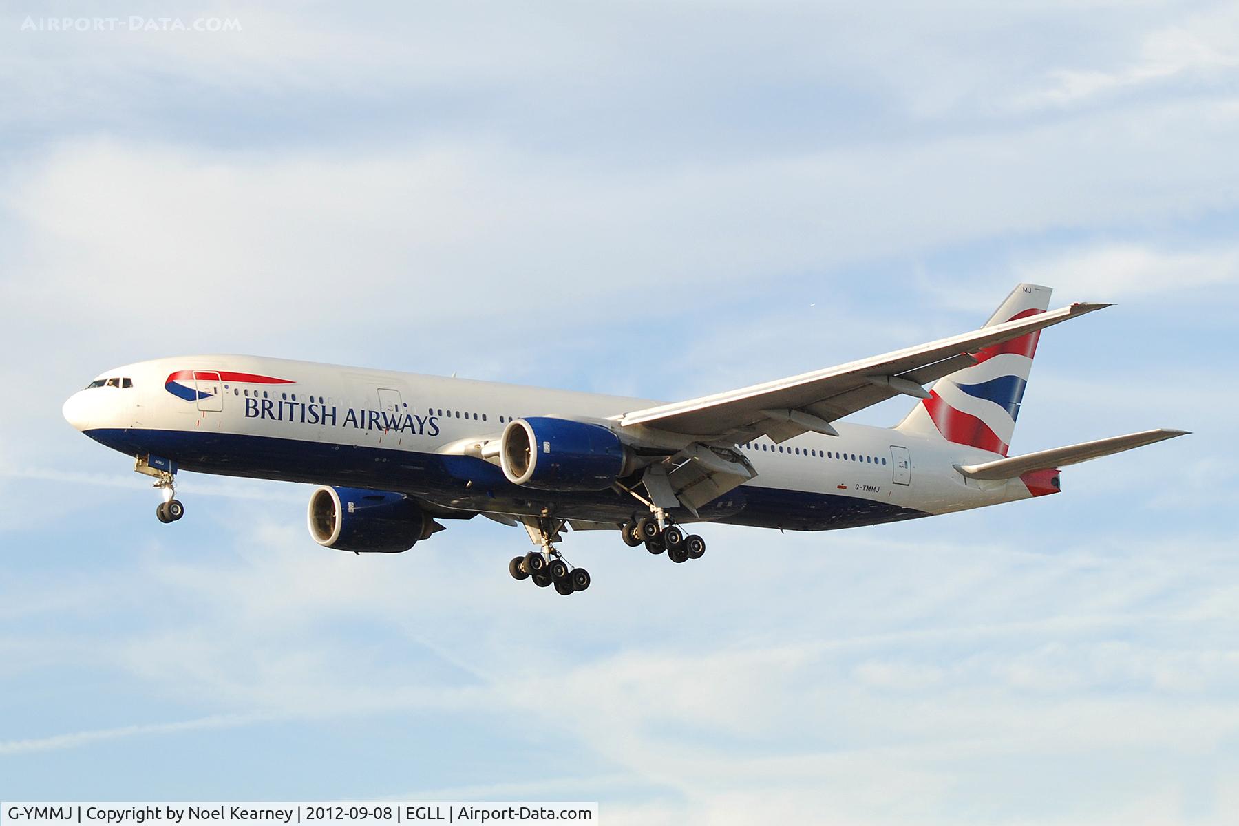 G-YMMJ, 2000 Boeing 777-236 C/N 30311, Seen landing Rwy 27R at Heathrow Apt.