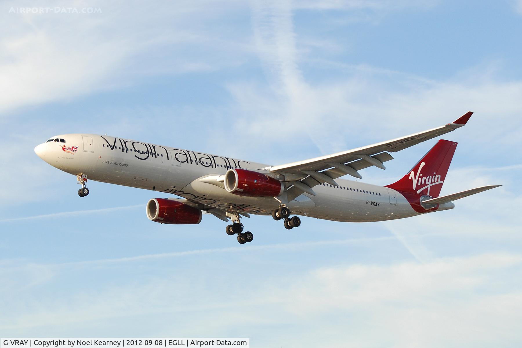 G-VRAY, 2012 Airbus A330-343X C/N 1296, Seen landing Rwy 27R at Heathrow Apt.