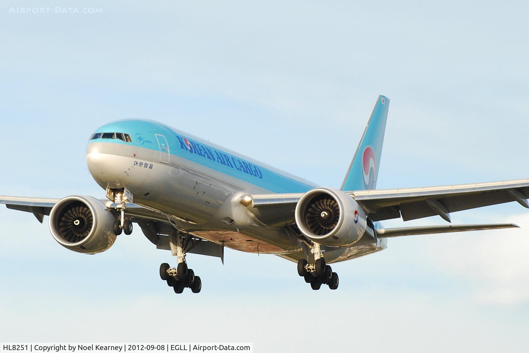 HL8251, 2012 Boeing 777-FB5 C/N 37639, Seen landing Rwy 27R at Heathrow Apt.