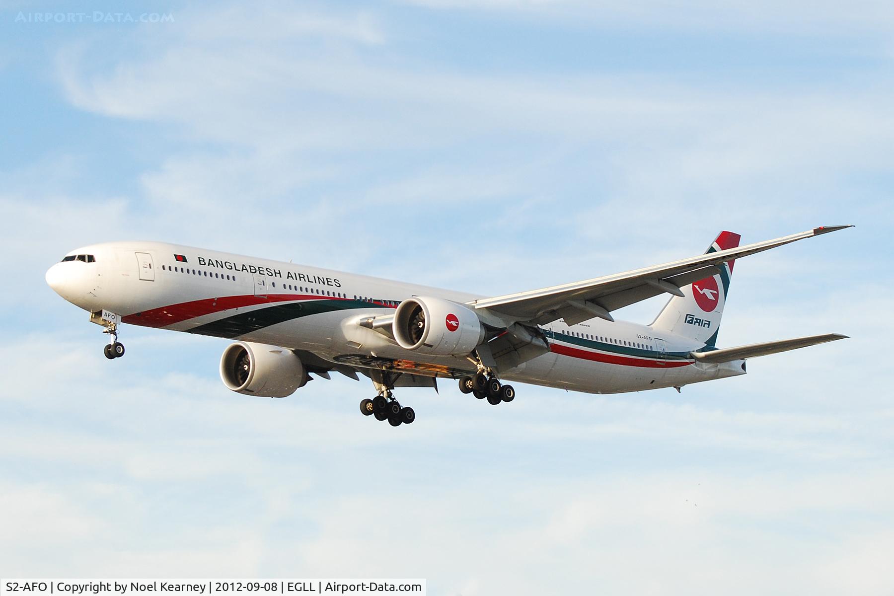 S2-AFO, 2011 Boeing 777-3E9/ER C/N 40122, Seen landing Rwy 27R at Heathrow Apt.