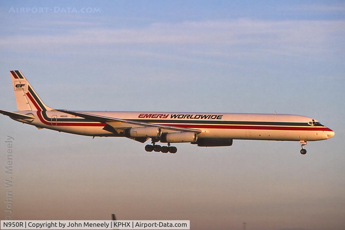 N950R, 1967 Douglas DC-8-63F C/N 45903, Jan. 1997 - early morning arrival at PHX