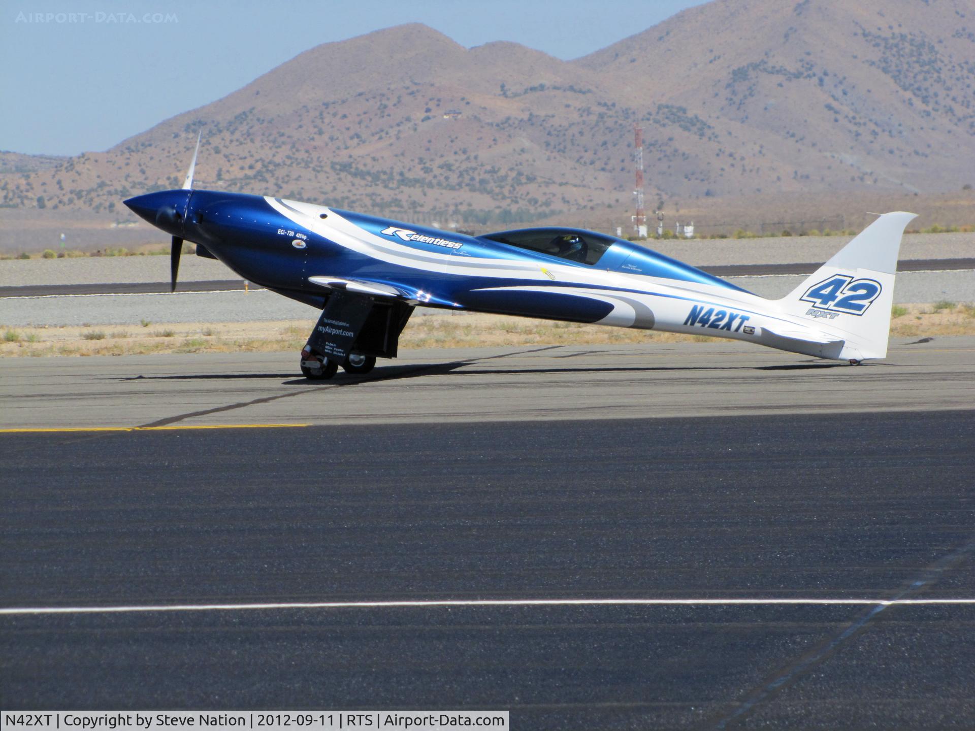 N42XT, 2005 Nemesis NXT C/N 004, Relentless Air Racing Kevin Eldredge NXT #42 taxis in from qualification trials @ on September 11, 2012 at Stead Airport during Reno Air Races