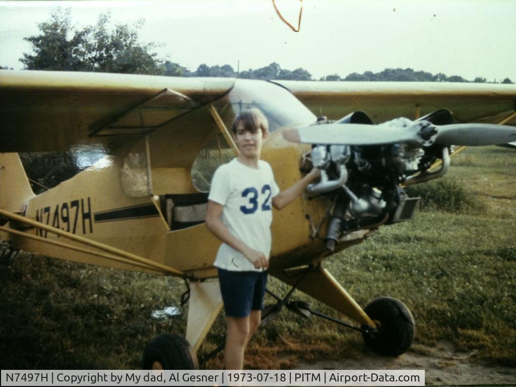 N7497H, 1946 Piper J3C-65 Cub C/N 20766, I learned how to fly in this Cub. circa 1973-74.
Soloed it in summer of '75 Pitman NJ