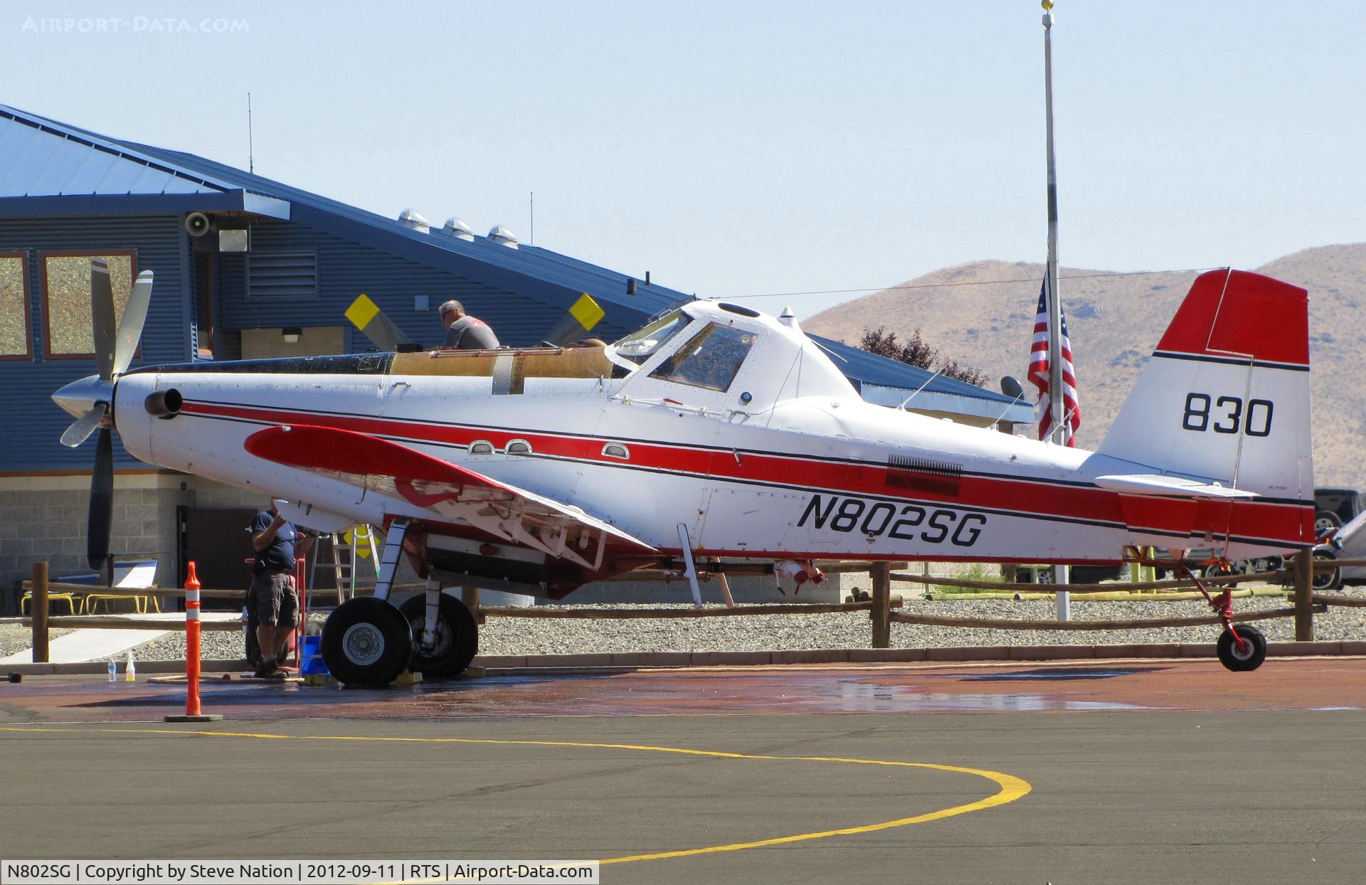 N802SG, 2002 Air Tractor Inc AT-802A C/N 802A-0135, Western Pilot Service AT-802A SEAT tanker #830 @ Stead Airport BLM Air Tanker Base on September 11, 2012 during Reno Air Races