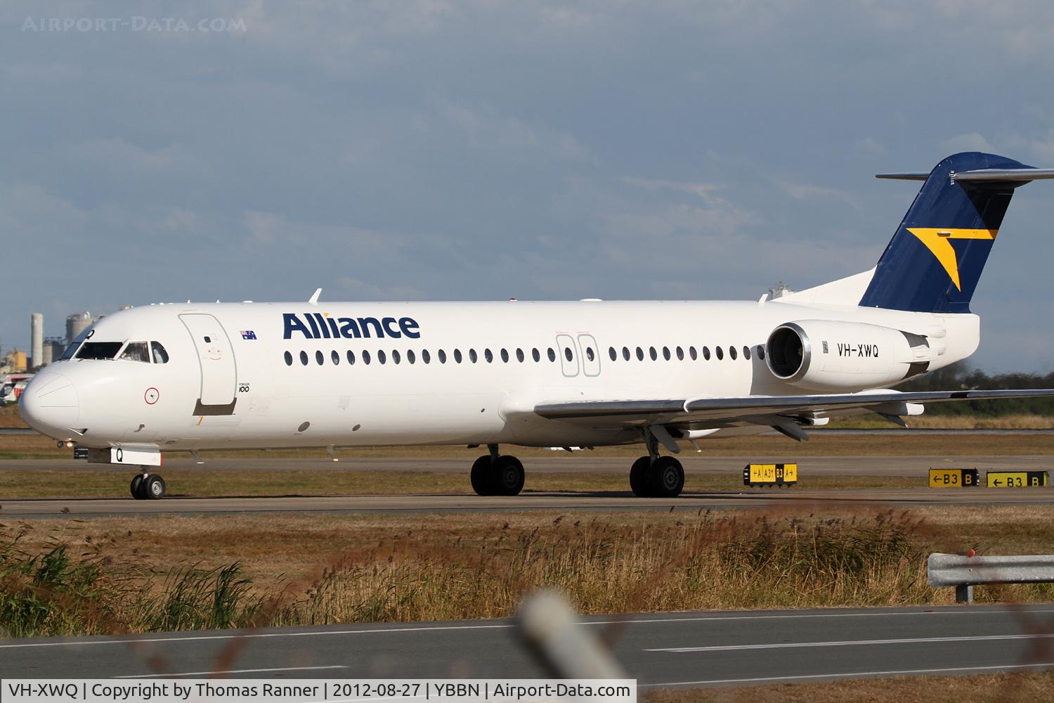 VH-XWQ, 1990 Fokker 100 (F-28-0100) C/N 11300, Alliance Airlines Fokker 100