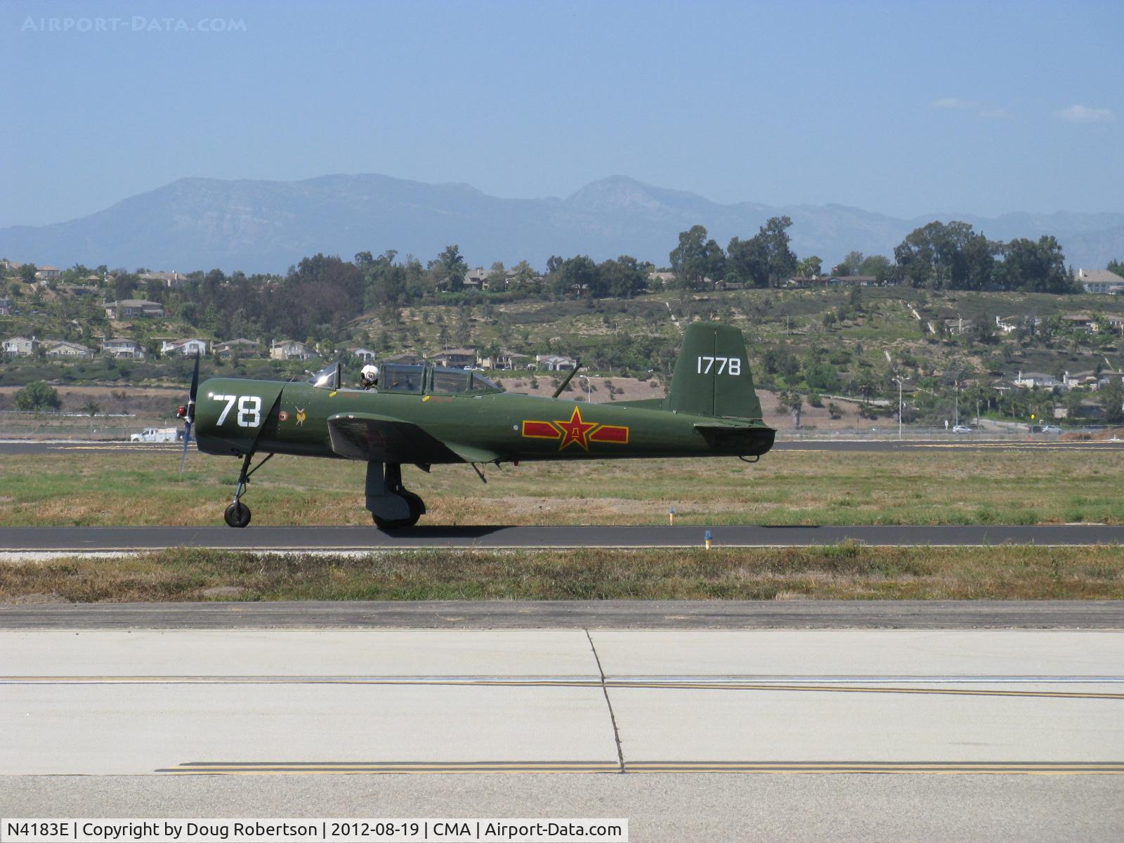 N4183E, 1966 Nanchang CJ-6A C/N 1832039, 1966 Nanchang China CJ-6A, Huosai 6A 9 cylinder 285 Hp radial, taxi to 2N