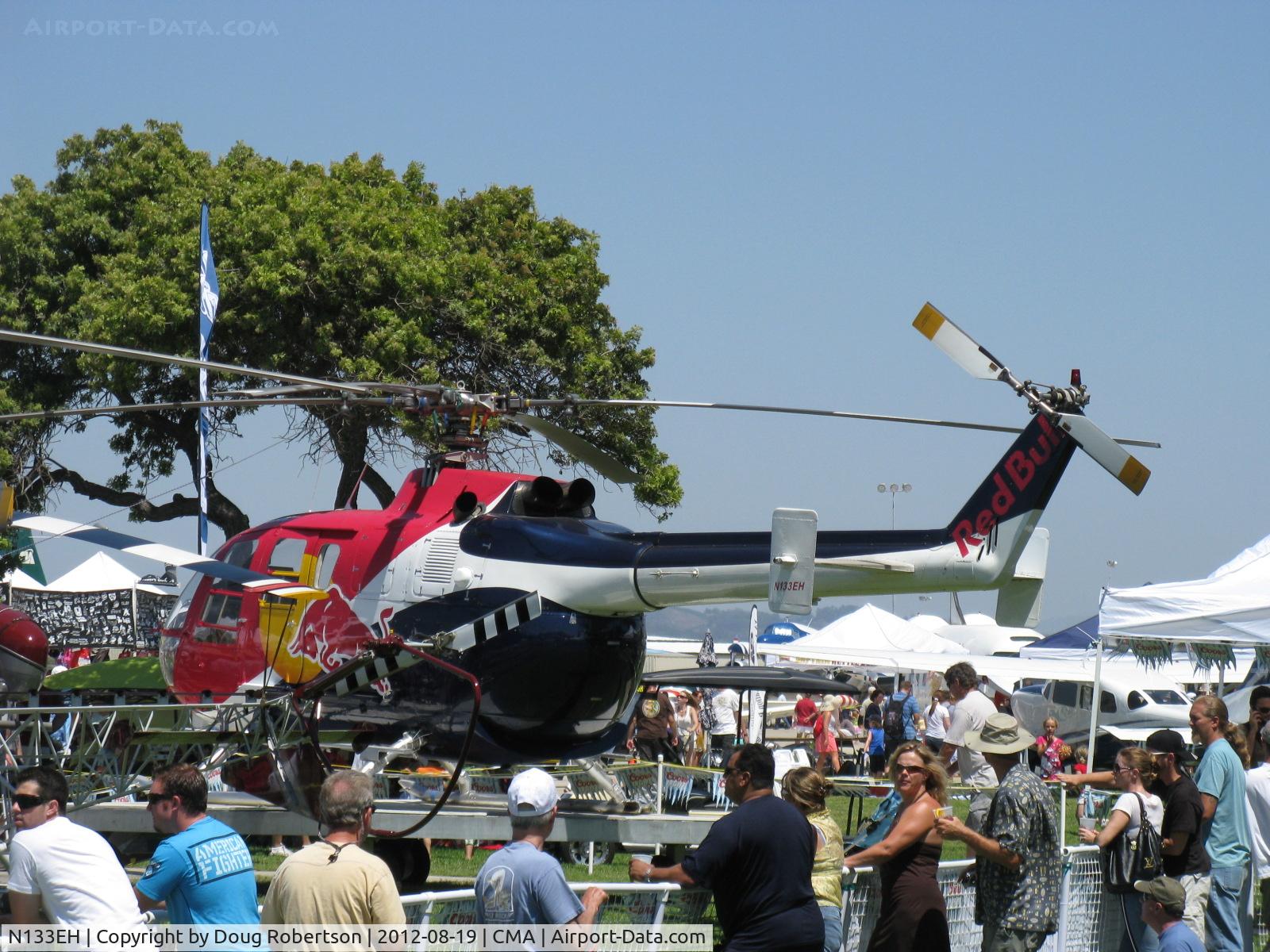 N133EH, 1982 MBB Bo-105CBS-4 C/N S-598, 1982 Messerschmitt-Bolkow-Blohm Gmbh BO105 CBS4 of Red Bull, two Rolls Royce Allison 250 C20 Turboshafts 420 shp each. Modified. Only helo approved by FAA for unlimited aerobatics (except outside loops)-big crowd!
