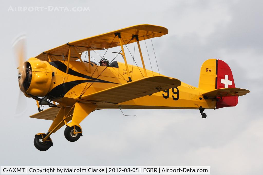 G-AXMT, 1938 Bucker Bu-133C Jungmeister C/N 46, Doflug Bu-133C Jungmeister at The Real Aeroplane Company's Summer Madness Fly-In, Breighton Airfield, August 2012.