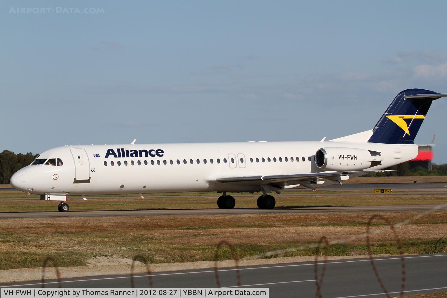 VH-FWH, 1990 Fokker 100 (F-28-0100) C/N 11316, Alliance Airlines Fokker 100