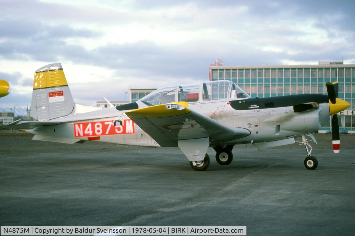 N4875M, Beech T-34C-1 Turbo Mentor C/N GM-53, On delivery. Nightstopped at Reykjavík