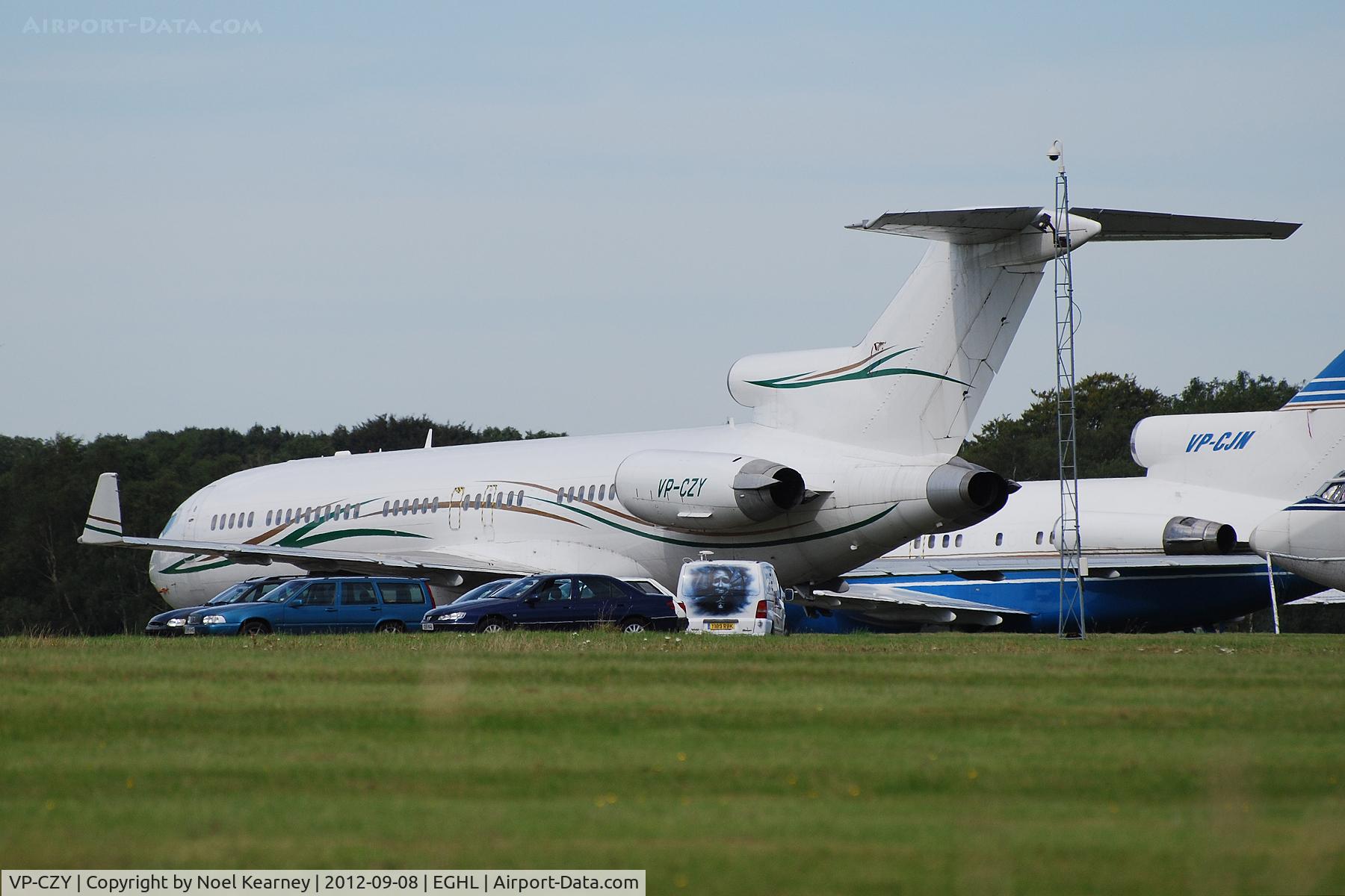 VP-CZY, 1978 Boeing 727-2P1 C/N 21595, Stored awaiting maintenance at Lasham.