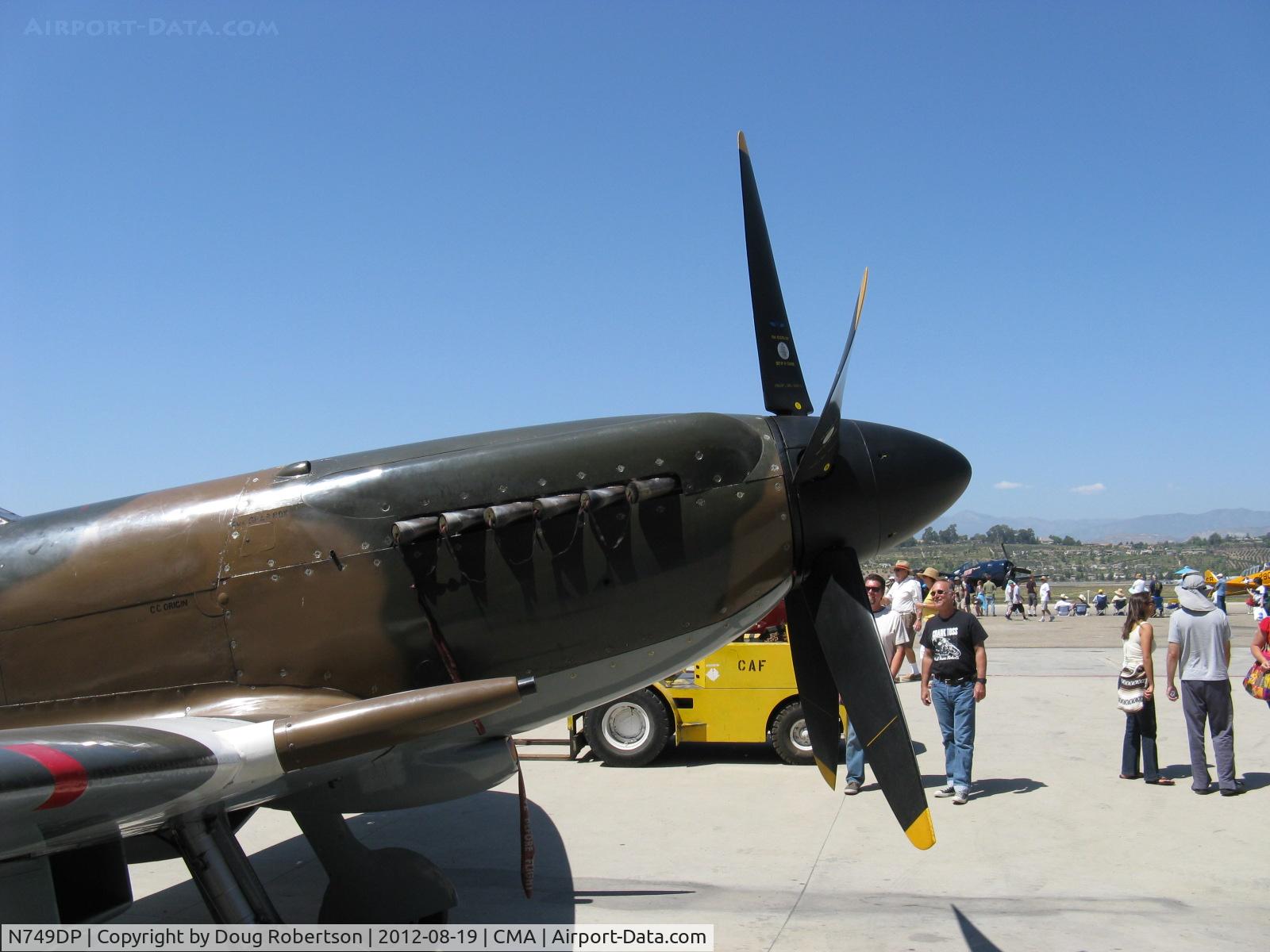 N749DP, 1945 Supermarine Spitfire XIV C/N 6S/583887, 1983 Vickers/Supermarine SPITFIRE Mk.XIVe, Rolls Royce GRIFFON 65 V-12 2,050 Hp tightly cowled, high altitude and lengthened fuselage late version Spitfire, Experimental class