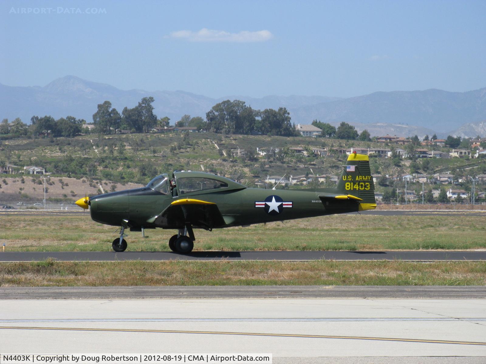 N4403K, 1948 Ryan Navion C/N NAV-4-1403, 1948 Ryan NAVION as L-17B, Continental E-185 (owner states 225 Hp upgrade), taxi to 26