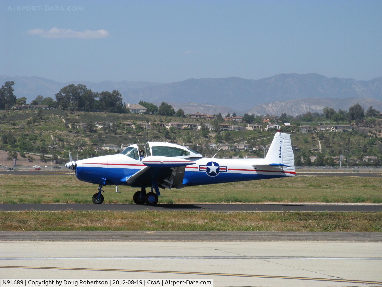 N91689, 1946 North American Navion (NA-145) C/N NAV-4-431, 1946 North American NAVION, Continental E-225  upgrade, many mods-newly refinished, taxi to 26