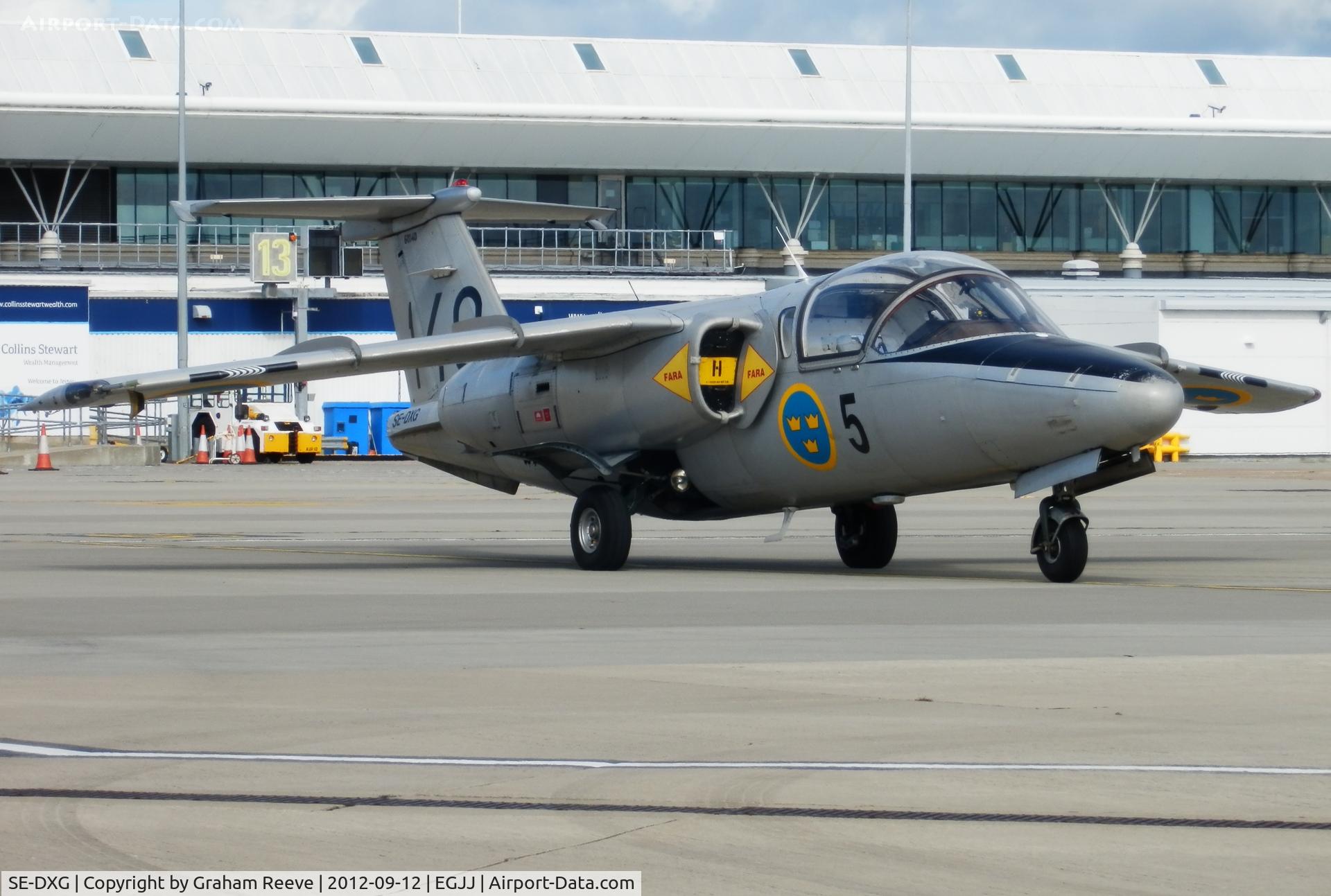 SE-DXG, 1968 Saab Sk60E C/N 60-140, Parked at Jersey.