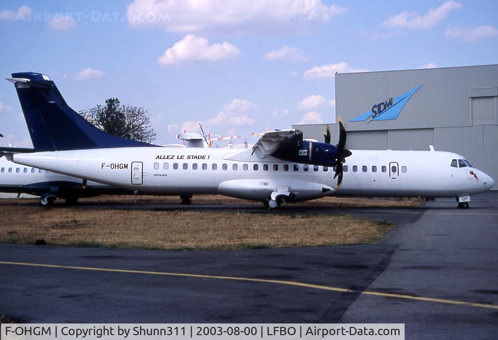 F-OHGM, 2000 ATR 72-212A C/N 644, Stored after use by ATR for Toulouse Rugby Team and weraing 'Allez le Stade !' sticker... Ex. Khalifa Airways