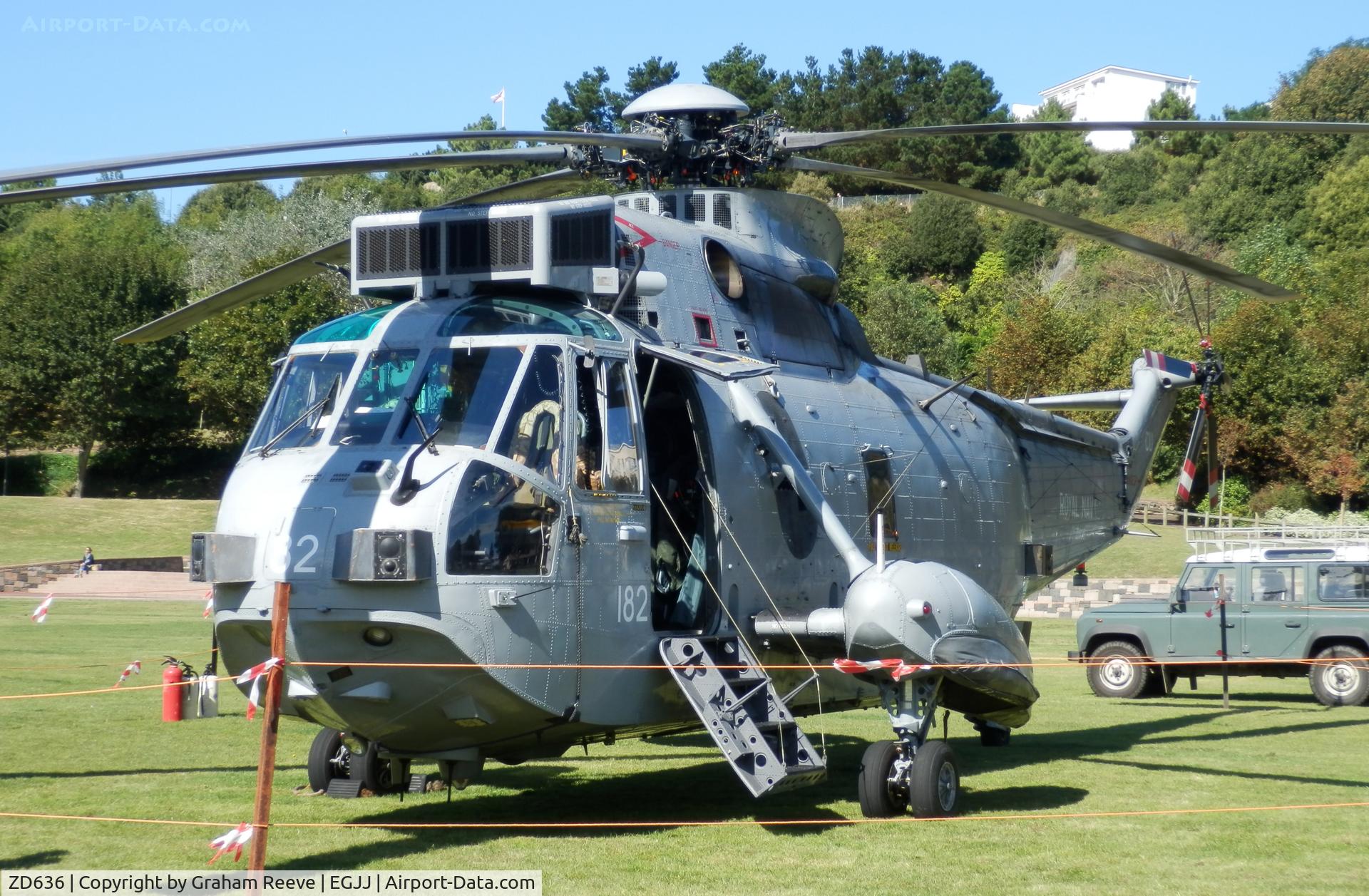 ZD636, 1985 Westland Sea King ASaC.7 C/N WA945, Parked off airfield at St Helier.