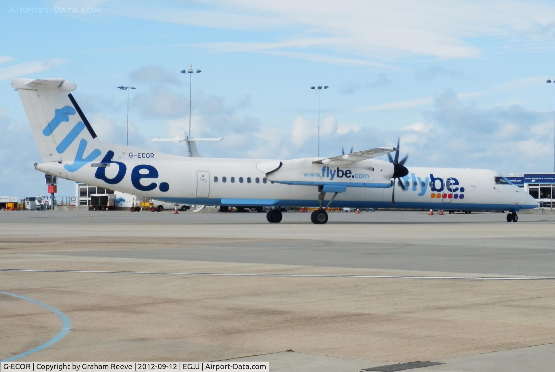 G-ECOR, 2009 De Havilland Canada DHC-8-402Q Dash 8 C/N 4248, At Jersey.