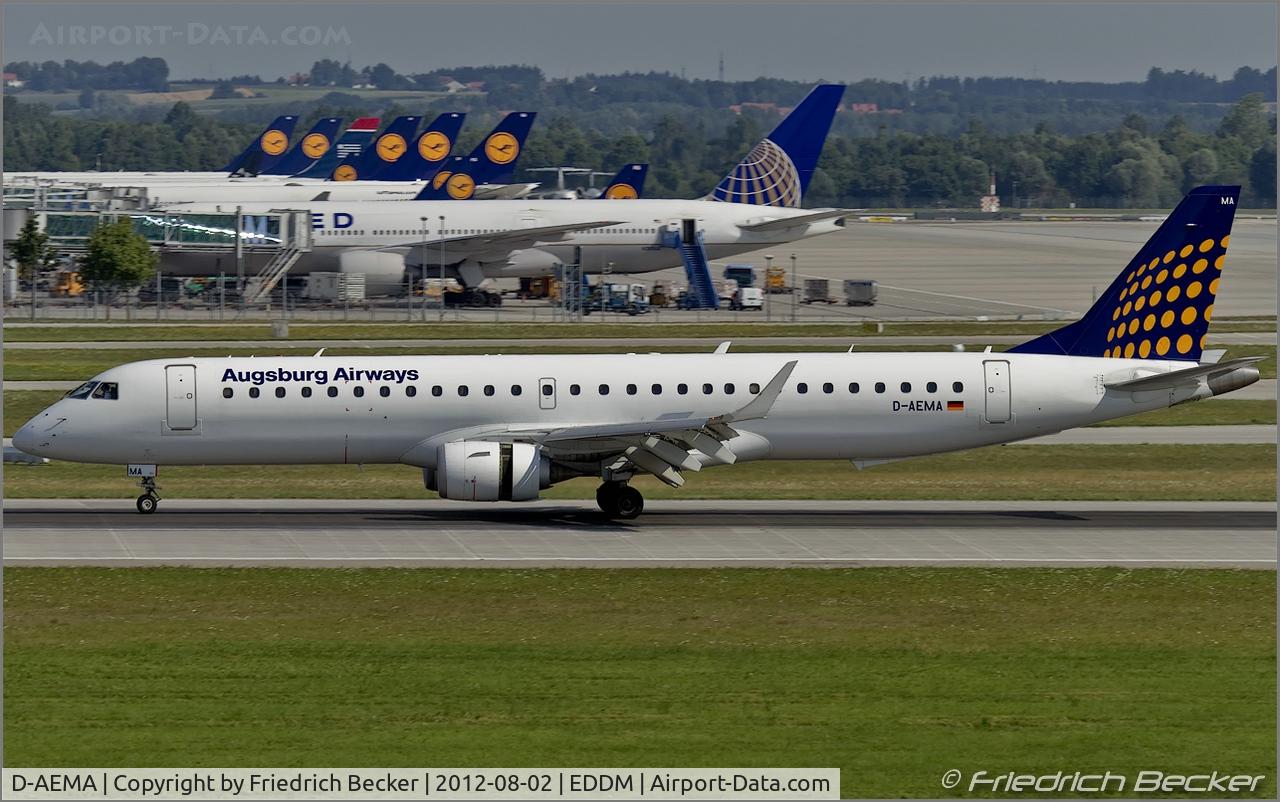 D-AEMA, 2009 Embraer 195LR (ERJ-190-200LR) C/N 19000290, decelerating after touchdown