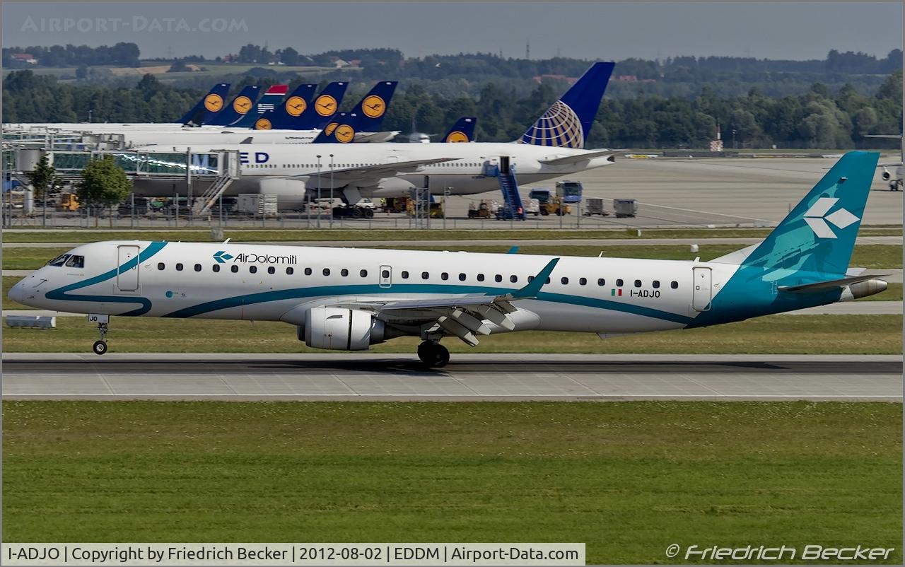 I-ADJO, 2009 Embraer 195LR (ERJ-190-200LR) C/N 19000280, decelerating after touchdown