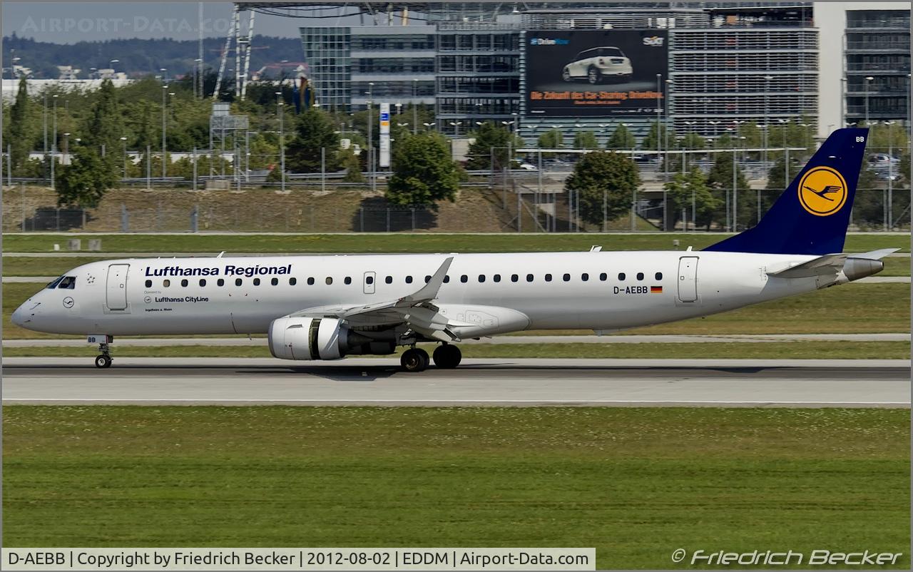 D-AEBB, 2009 Embraer 195LR (ERJ-190-200LR) C/N 19000316, decelerating after touchdown