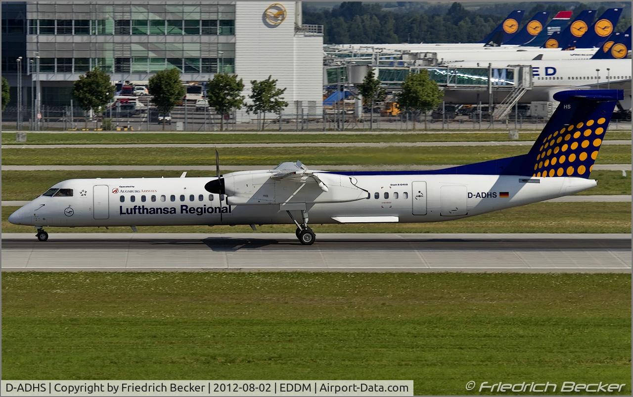 D-ADHS, 2001 De Havilland Canada DHC-8-402Q Dash 8 C/N 4044, decelerating after touchdown