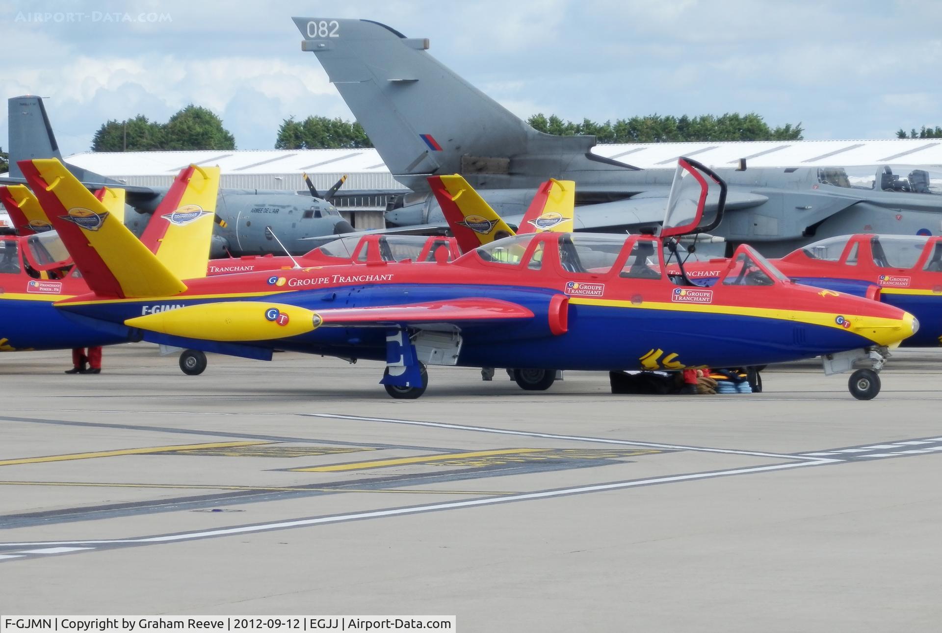 F-GJMN, Fouga CM-170 Magister C/N 424, Parked at Jersey.