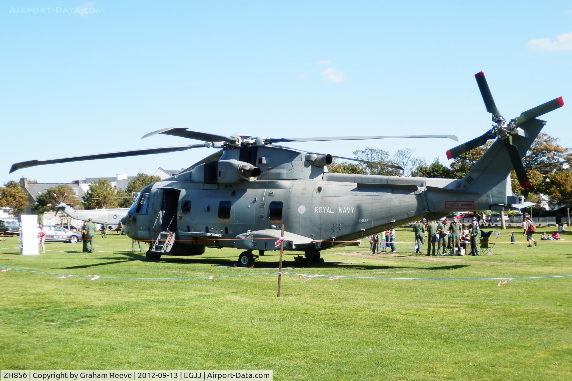 ZH856, 2001 AgustaWestland EH-101 Merlin HM1 (Mk111) C/N 50147/RN36, Parked off airfield at St Helier