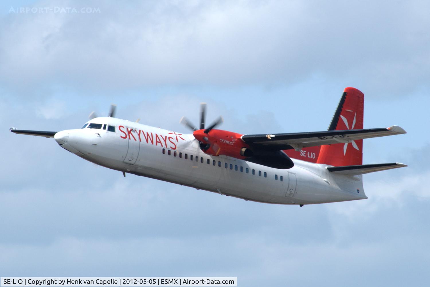 SE-LIO, 1989 Fokker 50 C/N 20146, Fokker 50 operated by Skyways taking off from Småland Airport, Växjö, Sweden