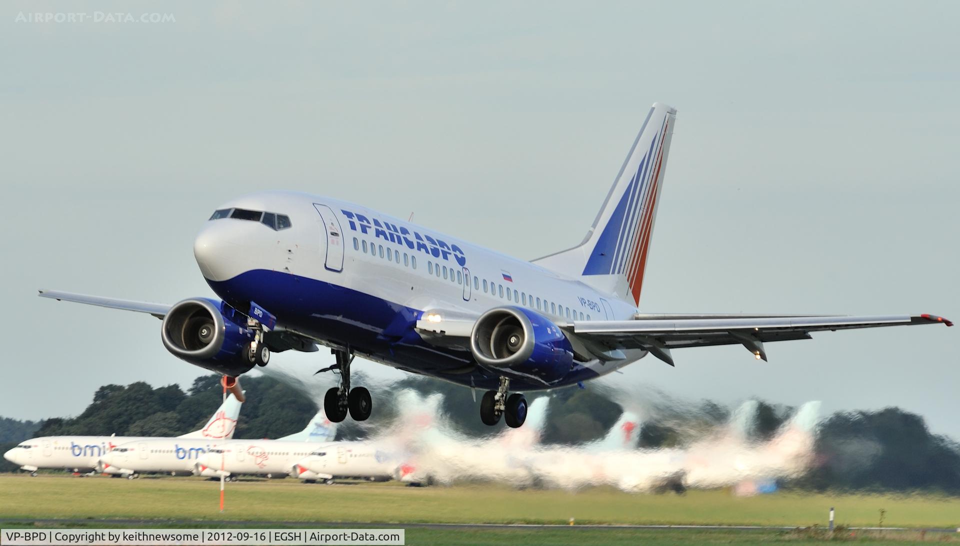 VP-BPD, 1991 Boeing 737-5K5 C/N 25062, Leaving following re-spray !