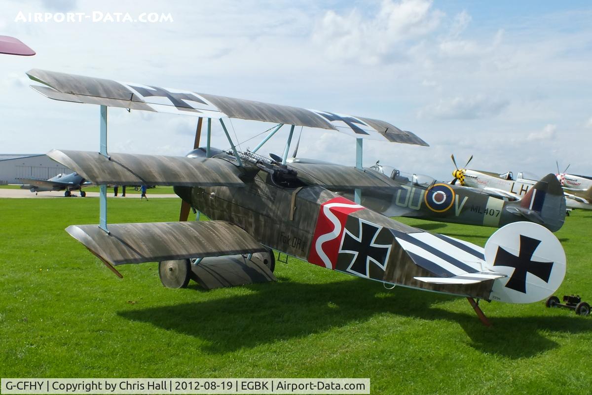 G-CFHY, 2010 Fokker Dr.1 Triplane Replica C/N PFA 238-14408, at the 2012 Sywell Airshow