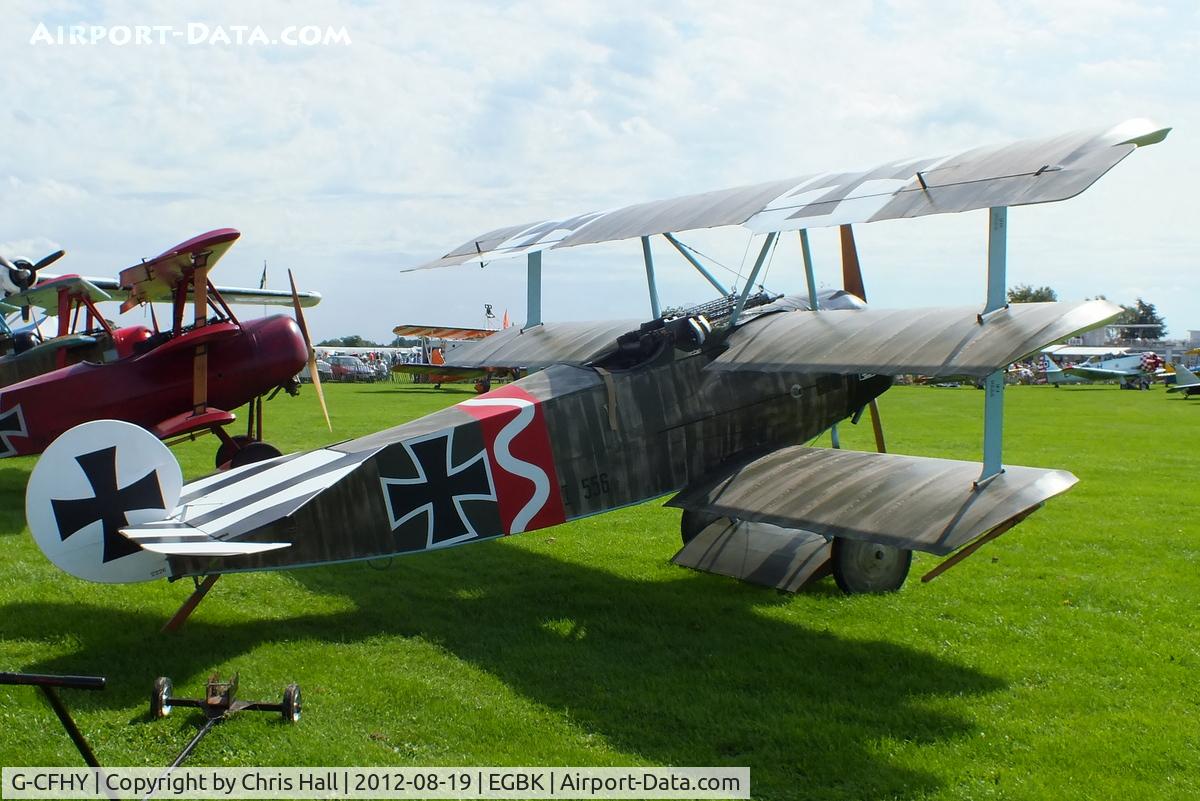 G-CFHY, 2010 Fokker Dr.1 Triplane Replica C/N PFA 238-14408, at the 2012 Sywell Airshow