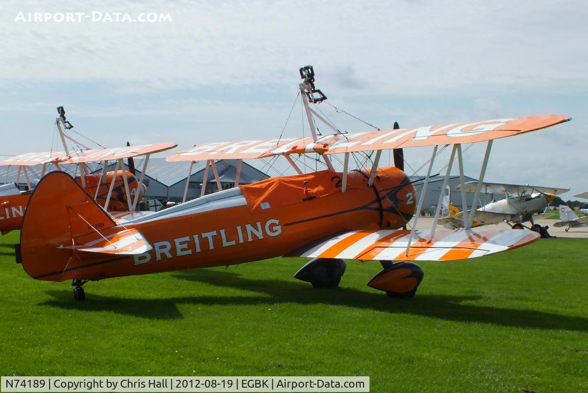 N74189, 1941 Boeing PT-17/R985 Kaydet (A75N1) C/N 75-717, at the 2012 Sywell Airshow
