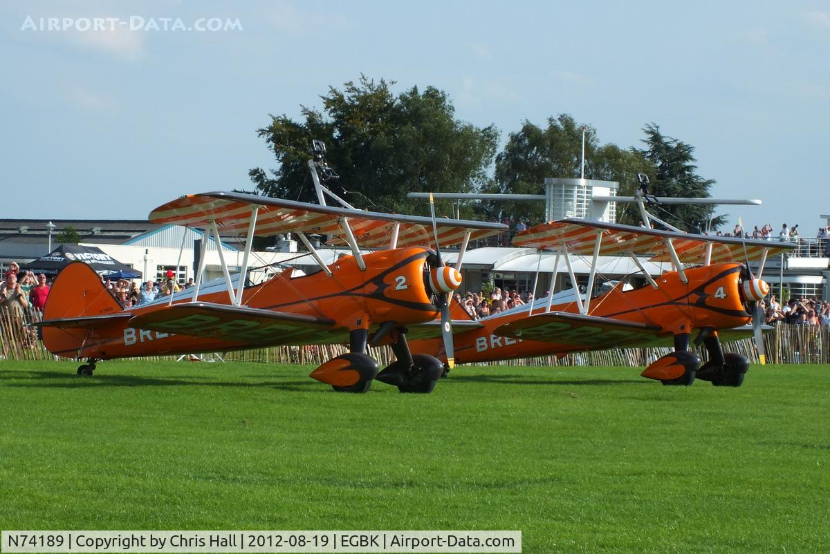 N74189, 1941 Boeing PT-17/R985 Kaydet (A75N1) C/N 75-717, at the 2012 Sywell Airshow