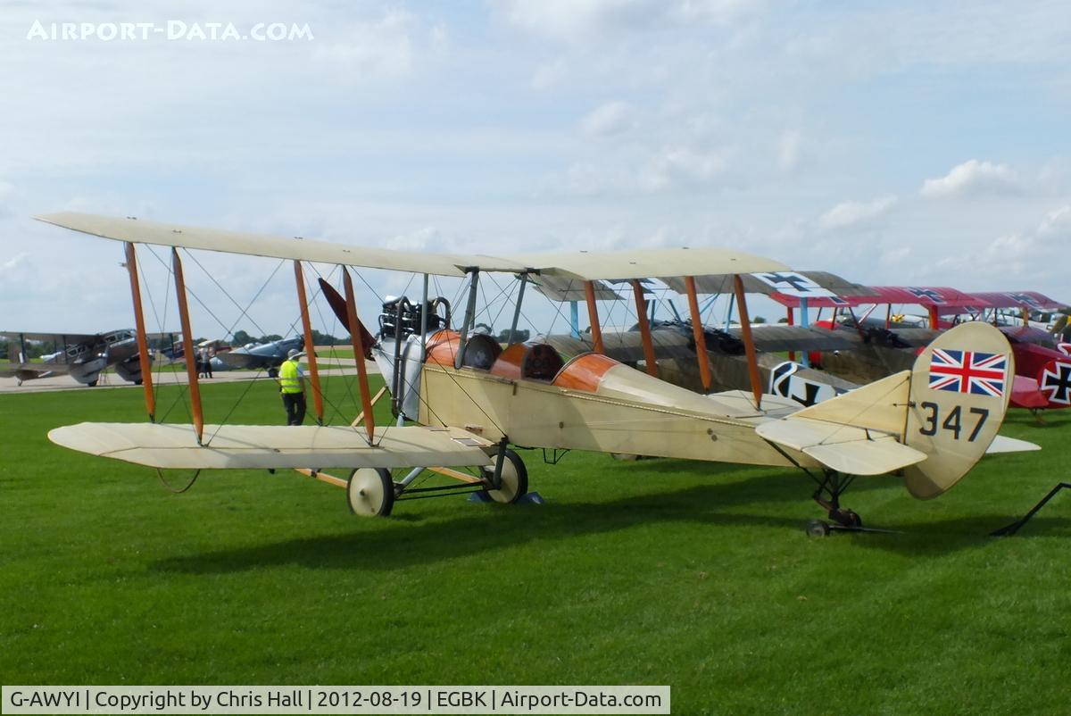 G-AWYI, 1969 Royal Aircraft Factory BE-2c Replica C/N 001, at the 2012 Sywell Airshow