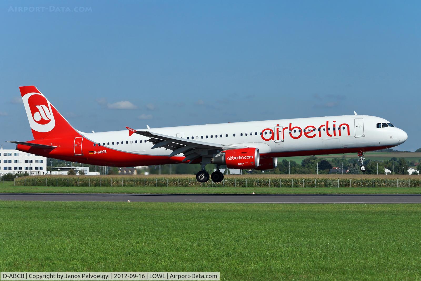 D-ABCB, 2008 Airbus A321-211 C/N 3749, Air Berlin Airbus A321-211 landing in LOWL/LNZ
