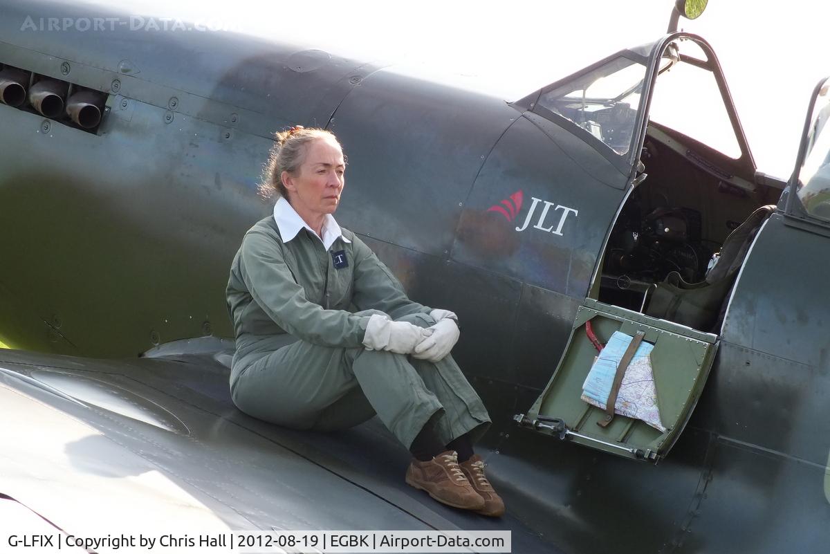 G-LFIX, 1944 Supermarine 509 Spitfire LF.IX (T.IX) C/N CBAF.8463, Carolyn Grace before her display at the 2012 Sywell Airshow