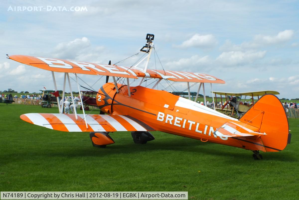 N74189, 1941 Boeing PT-17/R985 Kaydet (A75N1) C/N 75-717, at the 2012 Sywell Airshow